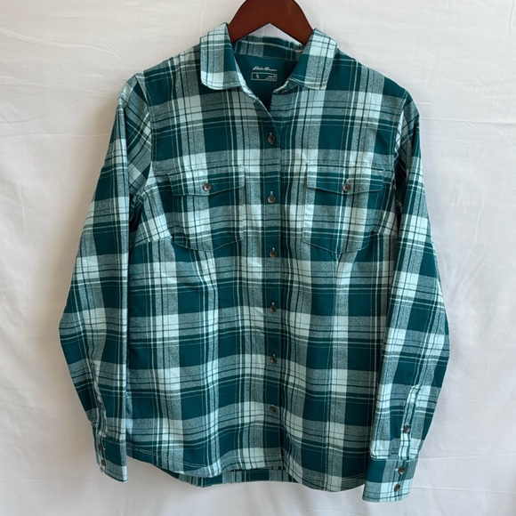 Eddie Bauer Tops - Eddie Bauer flannel medium teal plaid